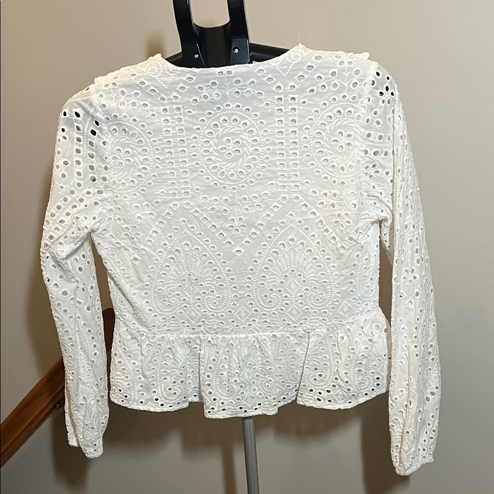 Express White Eyelet Ruffle Blouse - Picture 5 of 6
